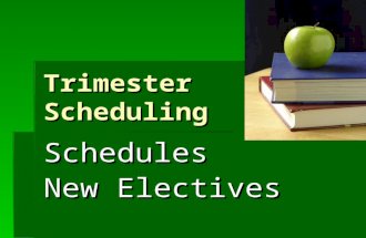 Trimester Scheduling Schedules New Electives. Why Make a Change?  Now students must concentrate on 7 courses at one time.  Trimester schedule allows.