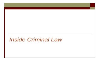 Inside Criminal Law. Written Sources of American Criminal Law  American criminal law is codified, or written down and accessible to all.  This allows.