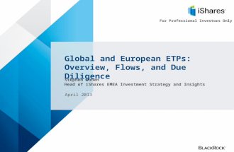 Global and European ETPs: Overview, Flows, and Due Diligence Stephen Cohen Head of iShares EMEA Investment Strategy and Insights April 2013 For Professional.