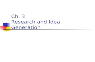 Ch. 3 Research and Idea Generation. What’s Coming? Before You Start Needs Analysis/Assessment Interviewing Virtual Value Chain Analysis Web Research Brain.