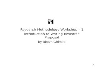 1 Research Methodology Workshop – 1 Introduction to Writing Research Proposal by Binam Ghimire.