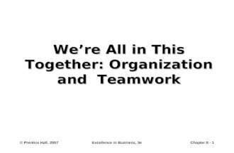 © Prentice Hall, 2007Excellence in Business, 3eChapter 8 - 1 We’re All in This Together: Organization and Teamwork.