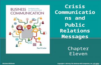 Chapter Eleven Crisis Communications and Public Relations Messages McGraw-Hill/Irwin Copyright © 2014 by The McGraw-Hill Companies, Inc. All rights reserved.