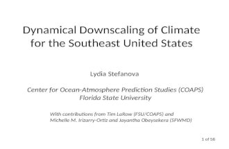 1 of 56 Dynamical Downscaling of Climate for the Southeast United States With contributions from Tim LaRow (FSU/COAPS) and Michelle M. Irizarry-Ortiz and.