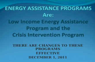 THERE ARE CHANGES TO THESE PROGRAMS EFFECTIVE DECEMBER 1, 2011.