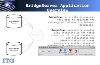 BridgeServer Application Overview BridgeServer is a data extraction tool used to organize the exchange of information between databases. BridgeServer provides.