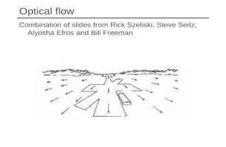 Optical flow Combination of slides from Rick Szeliski, Steve Seitz, Alyosha Efros and Bill Freeman.