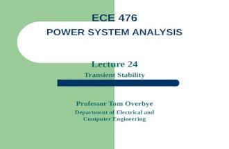 Lecture 24 Transient Stability Professor Tom Overbye Department of Electrical and Computer Engineering ECE 476 POWER SYSTEM ANALYSIS.