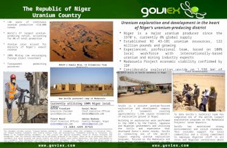 Www.goviex.com Uranium exploration and development in the heart of Niger’s uranium-producing district  Niger is a major uranium producer since the 1970’s,