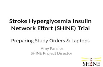 Stroke Hyperglycemia Insulin Network Effort (SHINE) Trial Preparing Study Orders & Laptops Amy Fansler SHINE Project Director.