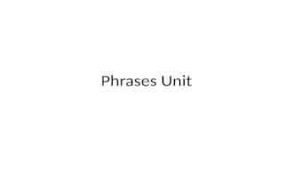 Phrases Unit. Phrase Definition – a group of words that function in a sentence as a simple part of speech. PHRASES DO NOT CONTAIN A SUBJECT AND VERB!!
