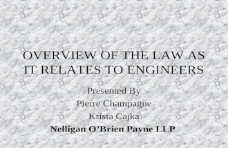 OVERVIEW OF THE LAW AS IT RELATES TO ENGINEERS Presented By Pierre Champagne Krista Cajka Nelligan O’Brien Payne LLP.