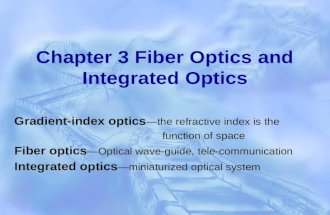 Chapter 3 Fiber Optics and Integrated Optics Gradient-index optics —the refractive index is the function of space Fiber optics —Optical wave-guide, tele-communication.