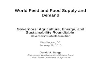 World Feed and Food Supply and Demand Governors’ Agriculture, Energy, and Sustainability Roundtable Governors’ Biofuels Coalition Washington, DC January.