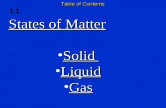 Table of Contents 1.1 States of Matter SolidSolid LiquidLiquid GasGas.