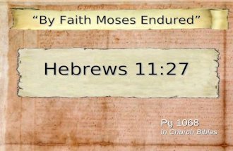 Hebrews 11:27 “By Faith Moses Endured” Pg 1068 In Church Bibles.