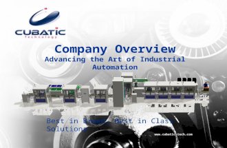 Company Overview Advancing the Art of Industrial Automation  Best in Breed, Best in Class Solutions.