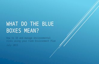 WHAT DO THE BLUE BOXES MEAN? How to ID and manage environmental risks using your Farm Environment Plan July 2015.