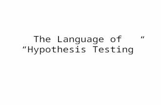 The Language of “Hypothesis Testing”. Hypothesis Testing A statement has been made. We must decide whether to believe it (or not). Our belief decision.