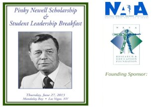 Founding Sponsor:. Mark A. Hoffman, PhD, ATC President, NATA Foundation.