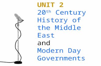 UNIT 2 20 th Century History of the Middle East and Modern Day Governments.