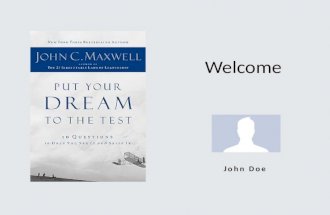 Welcome John Doe. A DREAM is a picture and blueprint of a person’s Purpose and Potential.