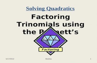 Solving Quadratics Factoring Trinomials using the Punnett’s Square Factoring 5/17/20121Medina.