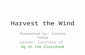 Harvest the Wind Presented by: Connie Tebow Lesson: Courtesy of Ag in the Classroom.