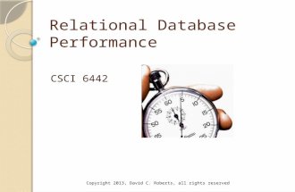 Relational Database Performance CSCI 6442 Copyright 2013, David C. Roberts, all rights reserved.