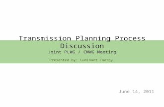 Transmission Planning Process Discussion Joint PLWG / CMWG Meeting Presented by: Luminant Energy June 14, 2011.