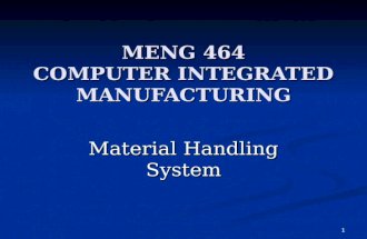 1 MENG 464 COMPUTER INTEGRATED MANUFACTURING Material Handling System.