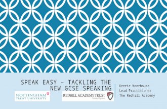SPEAK EASY – TACKLING THE NEW GCSE SPEAKING Kerrie Moorhouse Lead Practitioner The Redhill Academy.