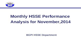 Analysis for November,2014 BGPI HSSE Department Monthly HSSE Performance.