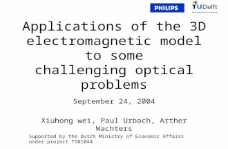 Applications of the 3D electromagnetic model to some challenging optical problems September 24, 2004 Xiuhong wei, Paul Urbach, Arther Wachters Supported.