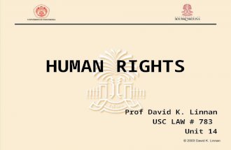 HUMAN RIGHTS Prof David K. Linnan USC LAW # 783 Unit 14.
