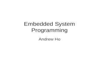 Embedded System Programming Andrew Ho. Agenda Embedded System Overview Embedded System Developing Programming on Embedded System Q&A.