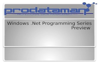 Windows.Net Programming Series Preview. Course Schedule - 2014 CourseDate Microsoft.Net Fundamentals 01/13/2014 Microsoft Windows/Web Fundamentals 01/20/2014.