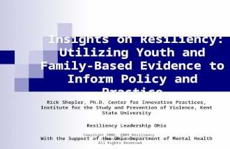 Insights on Resiliency: Utilizing Youth and Family- Based Evidence to Inform Policy and Practice 2007 Jan Rick Shepler, Ph.D. Center for Innovative Practices,