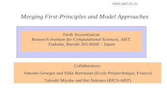 Merging First-Principles and Model Approaches Ferdi Aryasetiawan Research Institute for Computational Sciences, AIST, Tsukuba, Ibaraki 305-8568 – Japan.