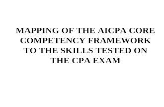 MAPPING OF THE AICPA CORE COMPETENCY FRAMEWORK TO THE SKILLS TESTED ON THE CPA EXAM.