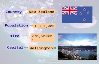 CountryNew Zealand Population 3,811,000 size270,500km 2 Capital Wellington.