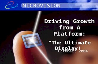 © 2003 Microvision, Inc. All rights reserved. Driving Growth from A Platform: “The Ultimate Display!” MICROVISION October, 2004.
