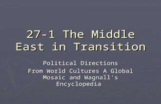 27-1 The Middle East in Transition Political Directions From World Cultures A Global Mosaic and Wagnall's Encyclopedia.