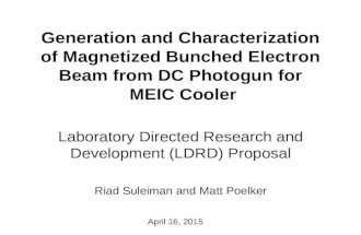 Generation and Characterization of Magnetized Bunched Electron Beam from DC Photogun for MEIC Cooler Laboratory Directed Research and Development (LDRD)
