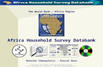 World Bank, Africa Region, Africa Household Survey Databank  - Email AFRDatabank@worldbank.org The World Bank - Africa.