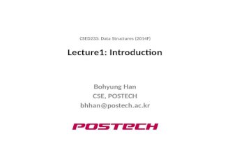 Lecture1: Introduction Bohyung Han CSE, POSTECH bhhan@postech.ac.kr CSED233: Data Structures (2014F)