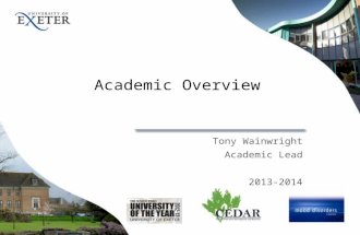 Academic Overview Tony Wainwright Academic Lead 2013-2014.