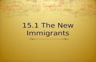 15.1 The New Immigrants. New Immigrants  Millions of new immigrants came to the United States during the late 19 th and early 20 th centuries.  Reasons.