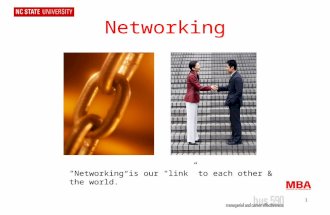 1 Networking “Networking is our “link” to each other & the world.”