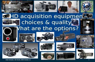 Mark Schubin, HD World, 2009 October 14 1 HD acquisition equipment choices & quality: What are the options?